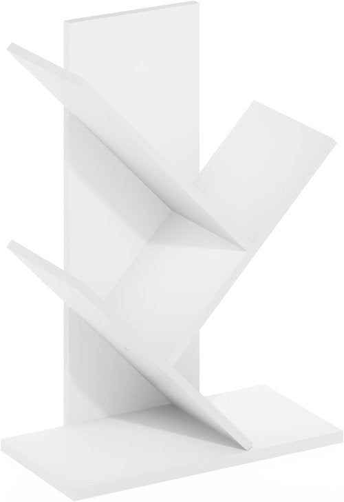 Furinno 3-Tier Tree Bookshelf - Stylish Angled Open Design for Room Decor | White, 8.4 x 15.7 x 21.3 Inches