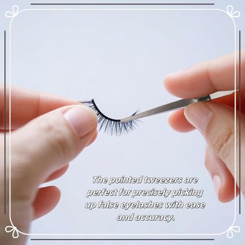 TIKIYOUN Reverse Craft Tweezers Set - 2 Pcs Stainless Steel Cross Lock Tweezers with Pointed and Curved Tips for Jewelry, Nails, and Eyelash Extensions