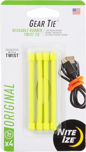 Nite Ize 3-Inch Gear Tie, Reusable Rubber Twist Tie, 20 Pack - Neon Yellow
