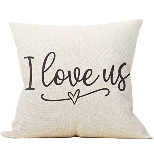 I Love Us Cotton Linen Throw Pillow Cover 18x18 - Color-12 Wedding Gift