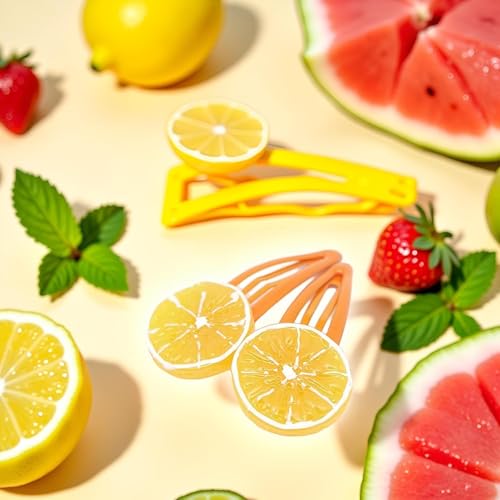 Orange Slice Snap Hair Clips 4-Piece Fruit Hair Barrettes for Women and Girls