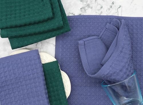 Cotton Kitchen Washcloths - 8 Pack, 12x12in, Absorbent Dish Rags