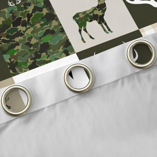Camo Green Rustic Kids & Adults Grommet Window Curtains Set 38x54 Inches - Pack of 2
