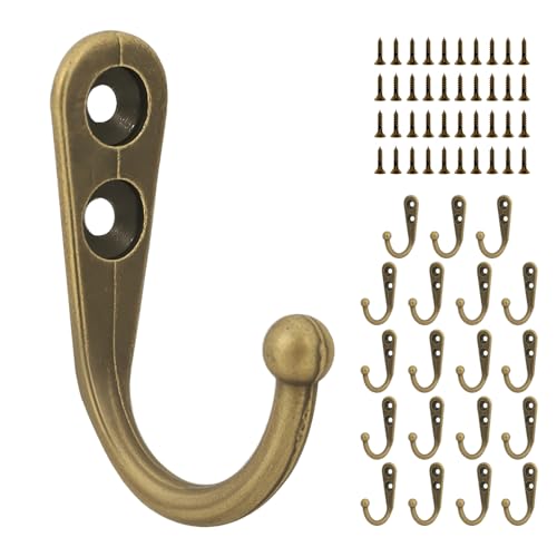 Bronze 20 Pcs Wall Mount Key Hooks - Zinc Alloy Utility Hangers