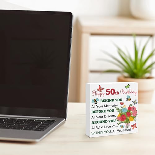50th Birthday Wooden Box Sign - Meaningful Gift for Women