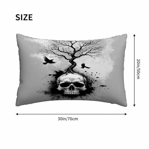 Mugod Spooky Skull Tree & Crow Pillowcase - 20x30 Inch