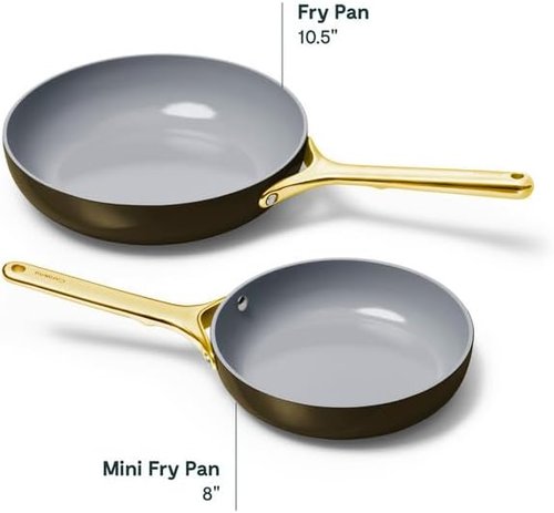 Caraway Nonstick Ceramic Frying Pan - 2.7 Qt, 10.5" | Non-Toxic, PTFE & PFOA Free, Oven Safe - Black
