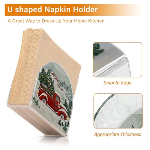 Acrylic Christmas Truck Napkin Holder - Winter Table Decor