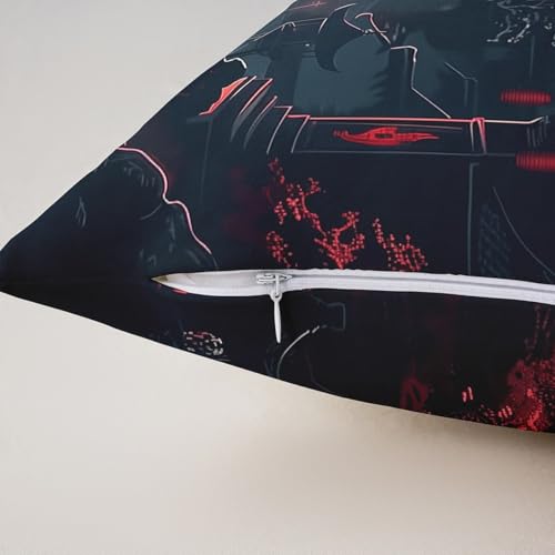 Jejeloiu Red Black Japanese Throw Pillow Covers Set of 2 16x16 Inches