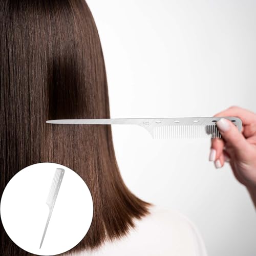 Mozeat Lens Stainless Steel Metal Rat Tail Comb for Hair Styling and Parting