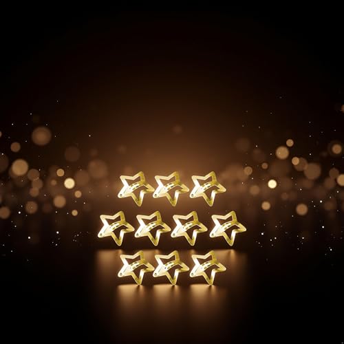 Gold Star Hair Clips 10Pcs Metal Snap Barrettes and Side Clamps