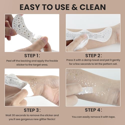 Glitter Freckles Face Tattoo Waterproof Sparkle Makeup Patches 6Pcs