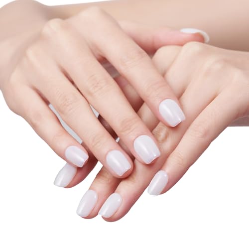 GLAMERMAID Pure White Press On Nails Extra Short Square Handmade Gel False Nails