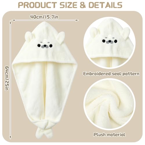 KIGOTWIN Seal Microfiber Hair Towel Wrap for Kids - White