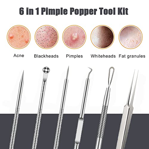 BLAAROOM 6-Piece Pimple Popper Tool Kit - Stainless Steel Blackhead Remover Set