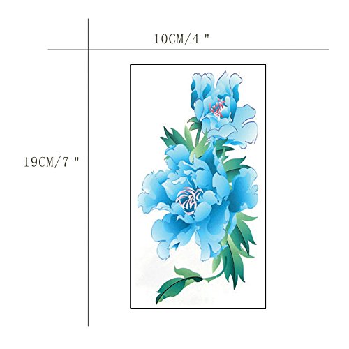 TAFLY Blue Flower Temporary Tattoos for Women Sexy Body Art 5 Sheets