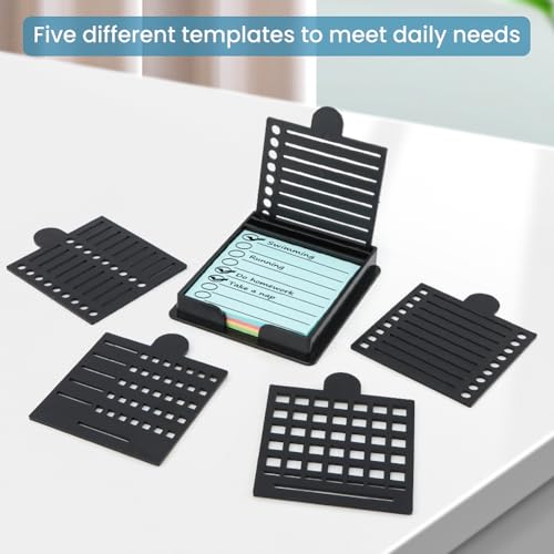 Black Sticky Note Holder with 5 Stencils & 100 Post-It Notes