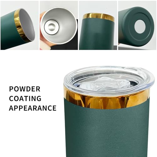20 oz Skinny Tumbler with Lid and Straw - Green Gold Plated 8 Pack