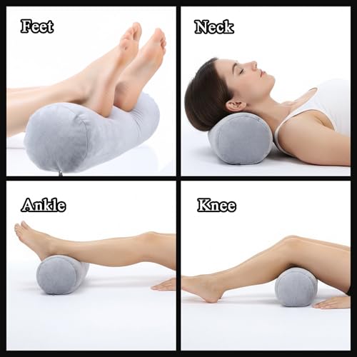 Telooco 2-Pack Round Neck Roll Pillow Covers, 16x6 Inch Soft Bolster Cases