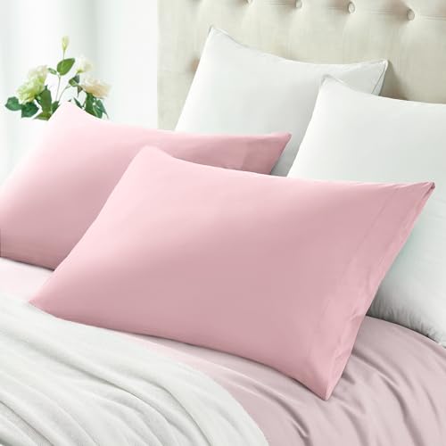 MILVOWOC Dusty Pink Brushed Microfiber Pillowcases - 20x26 Inch, 2 Pack