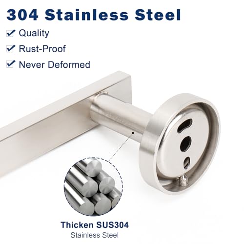 NearMoon 9-Inch Square Hand Towel Holder - Brushed Nickel Stainless Steel