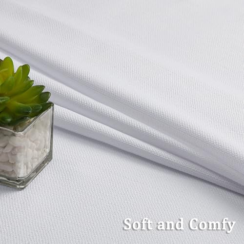 Lecloud White Valance Curtain 60" W x 16" L - Light Filtering Drapes