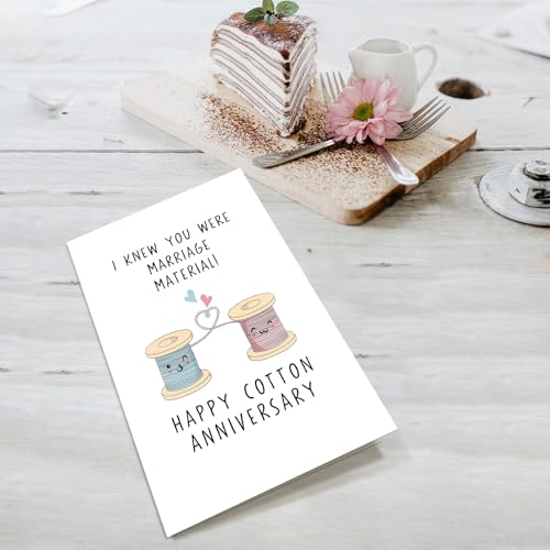 Funny 2nd Anniversary Card for Husband or Wife | Cotton Anniversary