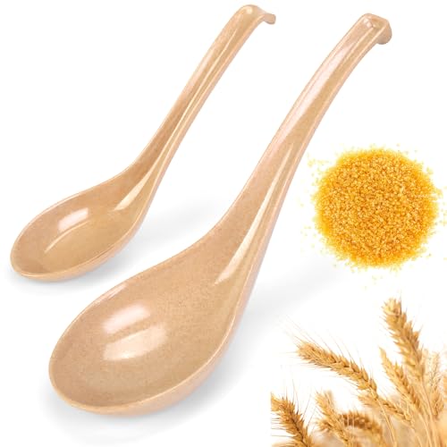 Eco-Friendly Wheat Straw Soup Spoons Set of 2 - Durable & Biodegradable