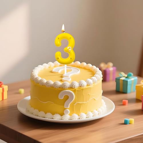 Super Bros Yellow Question Mark Birthday Candles - 6th Cake Toppers