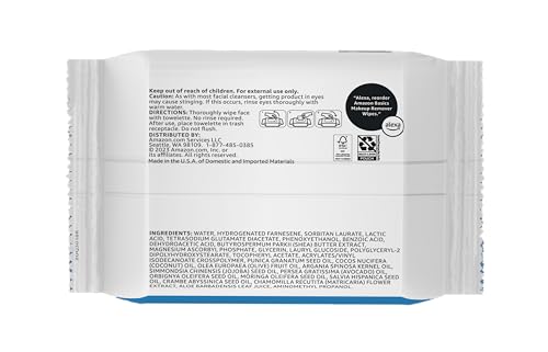 Amazon Basics Fragrance-Free Makeup Remover Wipes, 25 Count