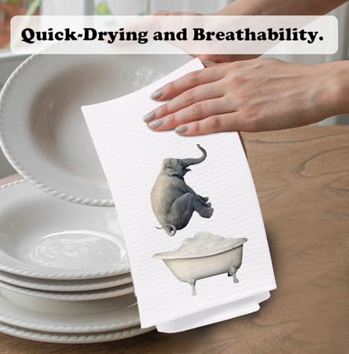 Elephant Hand Towels - 16x24 Inch Decorative Kitchen & Bath Towels