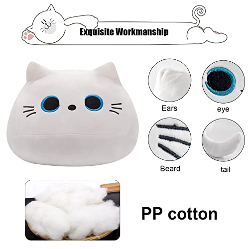 10-Inch Cute White Cat Plush Toy - Soft & Cuddly Gift