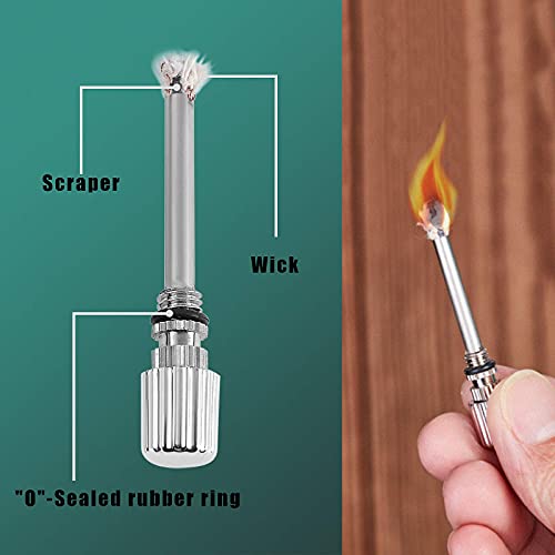 YUSUD Permanent Match Replacement Accessories Kit - 3 Flint Rods, Wicks & Waterproof Rings