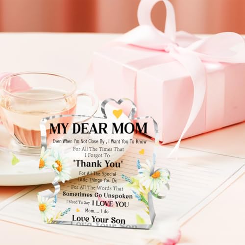 Mom Appreciation Gifts from Son Acrylic Puzzle Plaque - Thank You Gift for Mom, Mother’s Day, Birthday, Christmas - Variation: Gifts from Son4