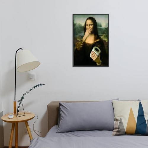 Funny Vintage Woman Portrait Canvas Wall Art for Bathroom