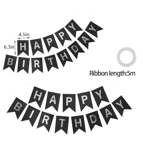 Teal Blue and Black Birthday Party Decorations Set