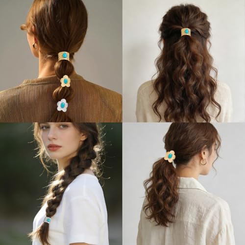 Metal Turquoise Ponytail Holder Hair Clips 4-Piece Set