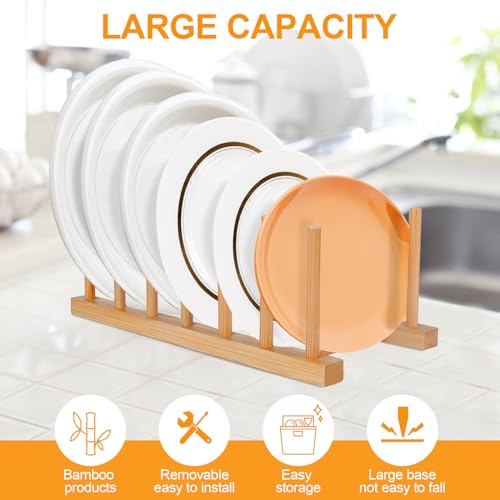 SAMEBUTECO Bamboo Dish Rack – Set of 2 Vertical Plate Holders