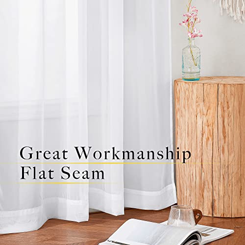 NICETOWN 80-Inch White Sheer Curtains - 2 Panels, Light Filtering Voile
