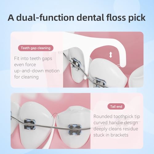 YANDY Orthodontic Dental Floss Picks, Twin-Strand Braces Flossers 50 Count