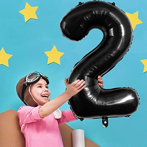Black Number 2 Foil Balloon 40 Inch Giant Birthday Party Decoration