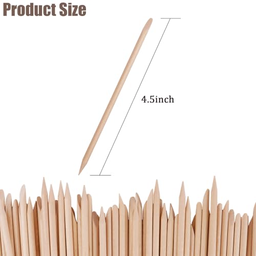 YOLCAR 200PCS Orange Wood Nail Sticks, 4.5-Inch Double Sided Cuticle Pusher