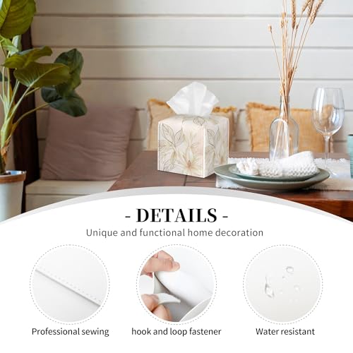 Boho Floral PU Leather Square Tissue Box Cover - Pink Golden (Color11)
