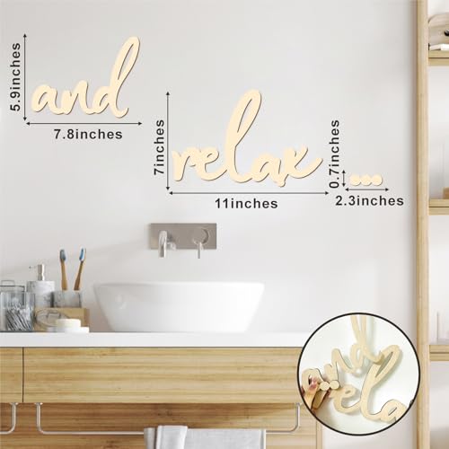 And Relax Wooden Bathroom Wall Art - Modern Rustic Decor