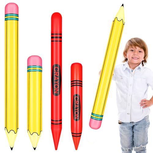 4-Pack Inflatable Crayon & Pencil Balloons for Classroom Events