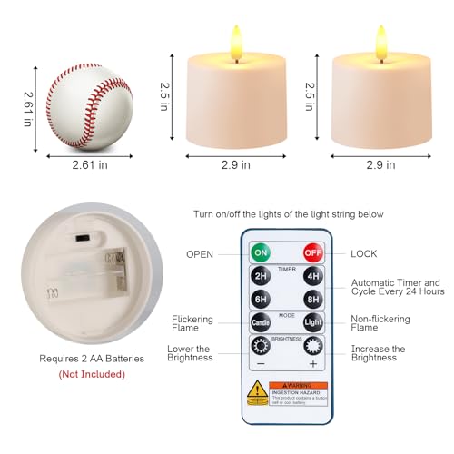 Raycare 3"x2.5" Outdoor Waterproof Flameless Candles with Remote and Timer