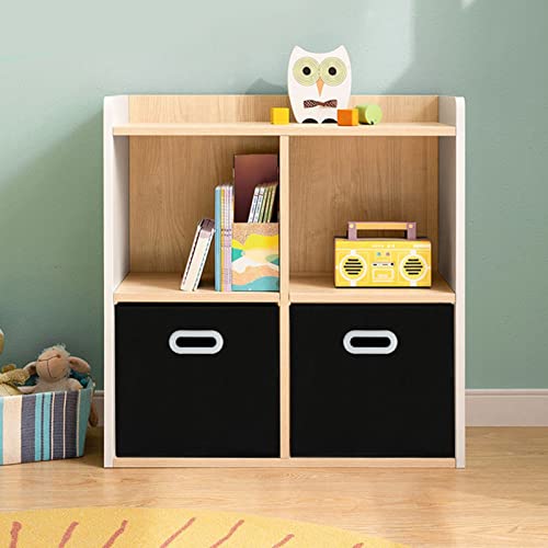 Black Fabric Cube Storage Bins - 3 Pack with Dual Handles