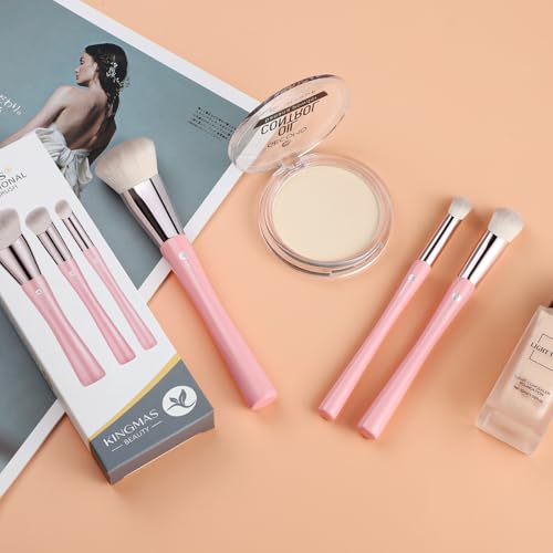 KINGMAS 3-Piece Angled Foundation & Concealer Makeup Brush Set