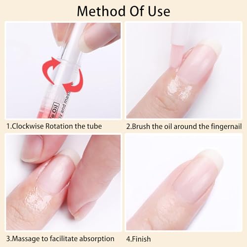 BEVINAS Nail Cuticle Oil Pen Set with Brush 6 Scent Plant Nutrient Care