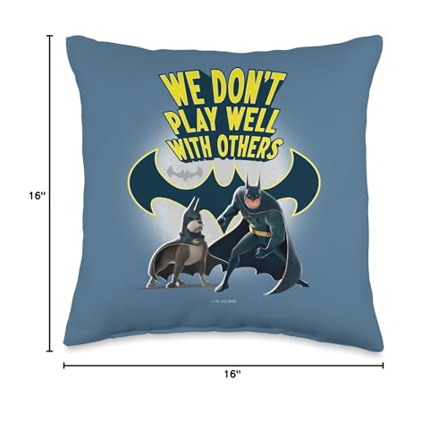 DC Comics DC League of Super-Pets We Don't Play Well with Others Throw Pillow, 16x16, Multicolor